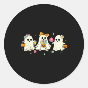 Adesivo Redondo Fantasma Fantasma Ghost Floral Groovy Vintage Hall