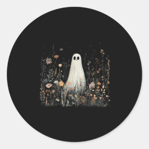 Adesivo Redondo Fantasma Floral Vintage Halloween Fantasma Na Flor