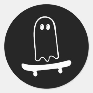 Adesivo Redondo Fantasma Fofo De Skate Para Dia Das Bruxas De Skat