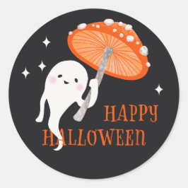 Adesivo Redondo Fantasma Fofo Feliz Halloween