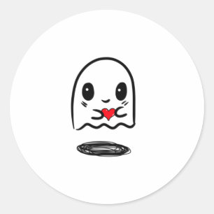 Adesivo Redondo fantasma giro segurando um coração com sombra