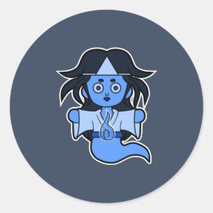 Adesivo Redondo Fantasma Japonês Spooky