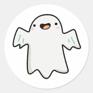 Adesivo Redondo Fantasma Kawaii
