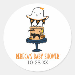 Adesivo Redondo Fantasma no Bolo de Halloween