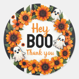 Adesivo Redondo Fantasma Personalizado do Halloween 'Ei Boo, Obrig
