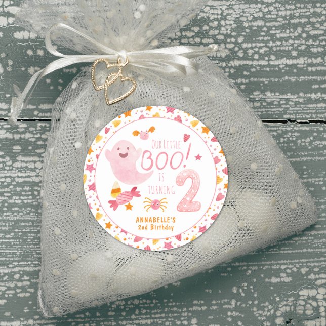 Adesivo Redondo Fantasma Rosa Pequeno Boo Virando Dois segundos an (Criador carregado)