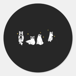 Adesivo Redondo Fantasma segurando gato preto amantes de gatos eng