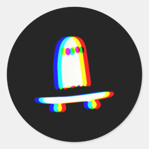 Adesivo Redondo Fantasma Skateboard Preguiçoso Roupa de Halloween