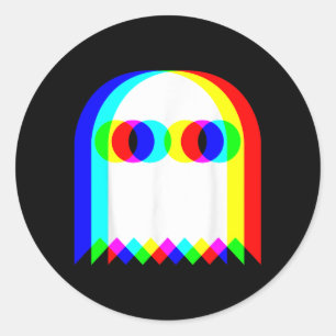 Adesivo Redondo Fantasma Trippy Vaporwave Halloween Techno Rave En