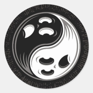 Adesivo Redondo Fantasma Yin Yang Black e White