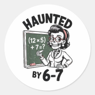 Adesivo Redondo Fantasmas 67 Esqueleto Professor de Matemática Fan