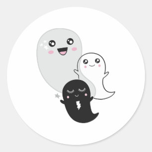 Adesivo Redondo fantasmas bonitos halloween kawaii