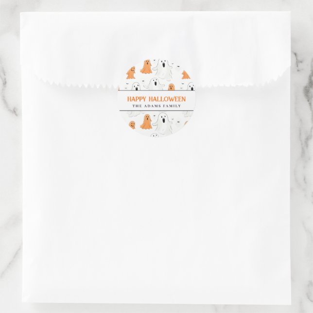 Adesivo Redondo Fantasmas Cartunistas Personalizados Felizes Hallo (Bolsa)