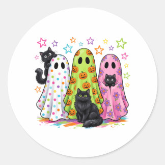 Adesivo Redondo Fantasmas Fofos e Gatos Pretos