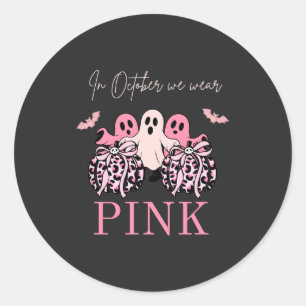 Adesivo Redondo Fantasmas Rosa Bonitos - Consciência do Cancer da