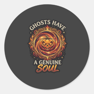 Adesivo Redondo Fantasmas Têm Fogo De Abóbora De Halloween De Alma