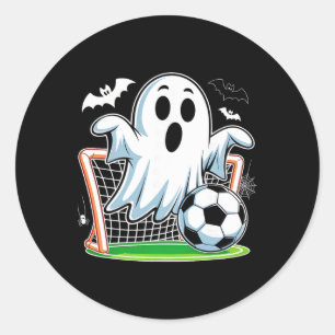 Adesivo Redondo Fantasminha Jogando Futebol Funny Halloween Futebo