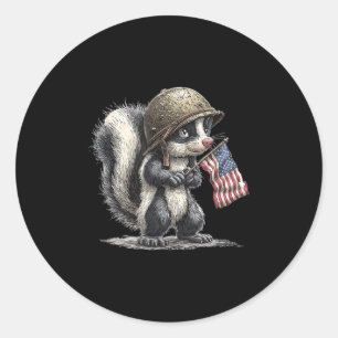 Adesivo Redondo Fantástico Costume Patriótico Do Skunk Para Amante