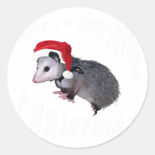Adesivo Redondo Fantástico Possum Christmas (Frente)