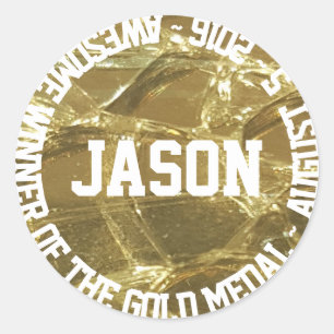 Adesivo Redondo Fantástico Vencedor da Data do Nome da Medalha Dou