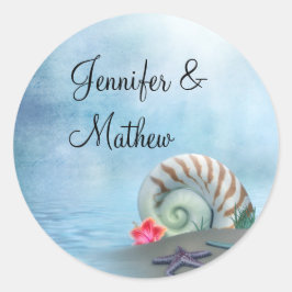 Adesivo Redondo Fantasy Beach Wedding Envelope Sticker