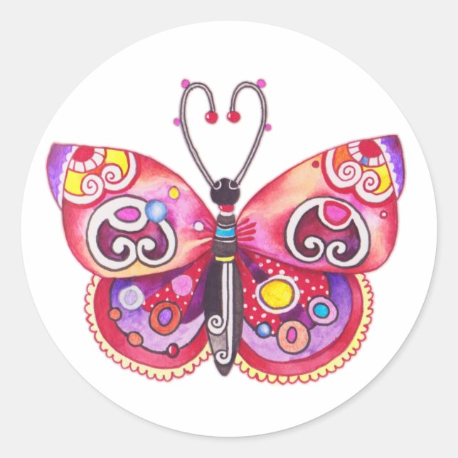 Adesivo Redondo Fantasy Butterfly Sticker (Frente)