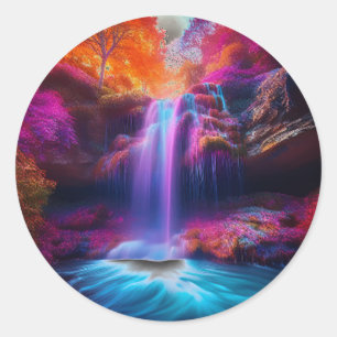 Adesivo Redondo Fantasy Colorous Waterfall