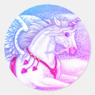 ADESIVO REDONDO FANTASY CORAÇÃO BRANCA UNICORN, FANTASY PEGASUS
