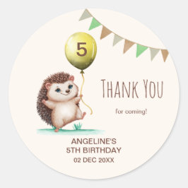 Adesivo Redondo Fantasy Cute Happy Hedgehog Balloon Aniversário