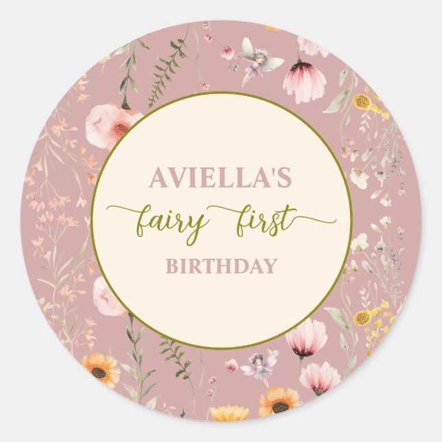 Adesivo Redondo Fantasy Fairy First Wildflower (Frente)