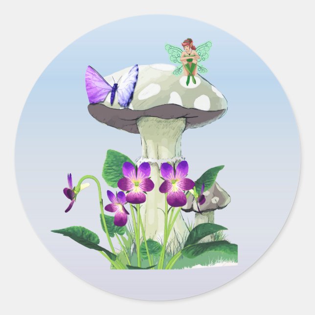 Adesivo Redondo Fantasy Fairy Stickers (Frente)