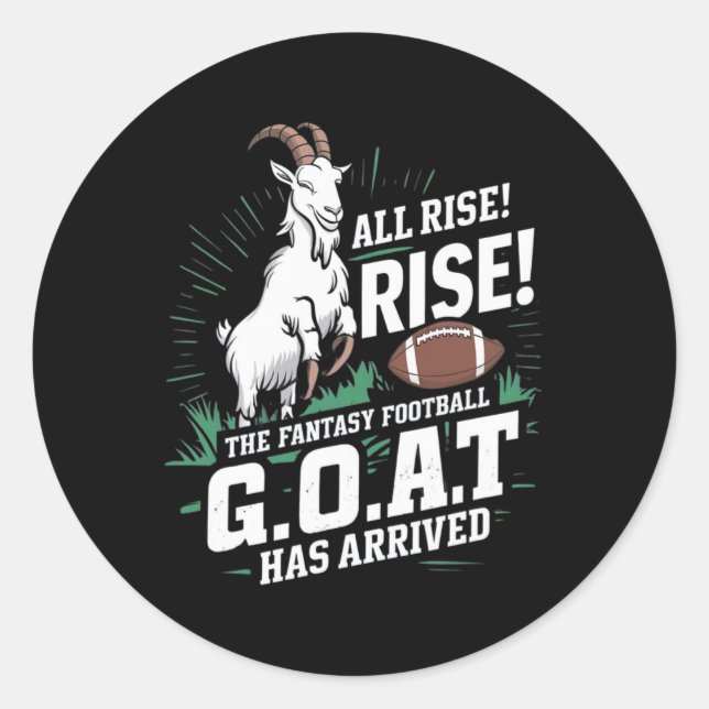 Adesivo Redondo Fantasy Football Goat Shirt League Champion Champ  (Frente)