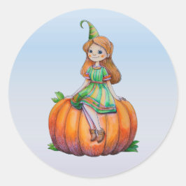 Adesivo Redondo Fantasy Girl em Pumpkin Stickers
