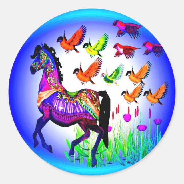 Adesivo Redondo Fantasy Horse Stickers (Frente)