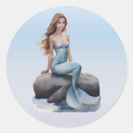 Adesivo Redondo Fantasy Mermaid Stickers