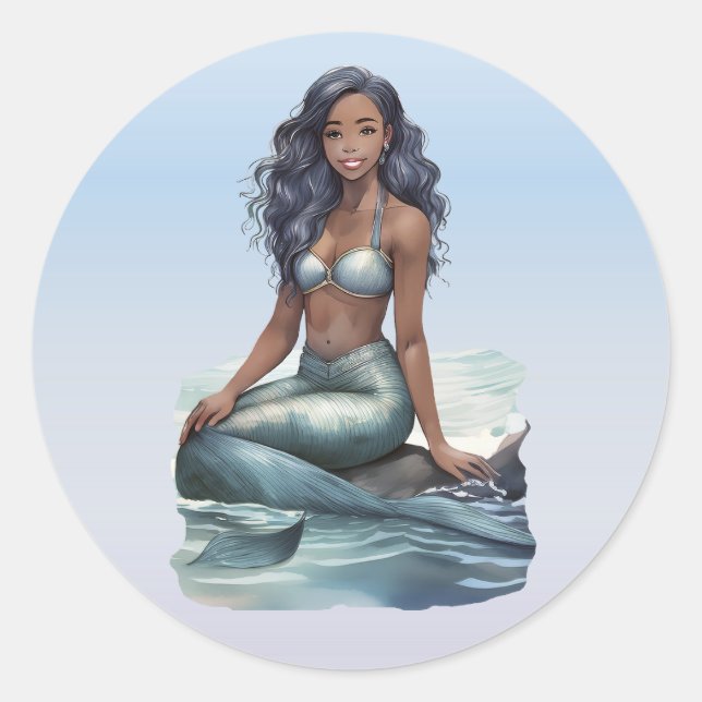 Adesivo Redondo Fantasy Mermaid Stickers (Frente)