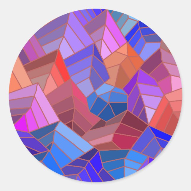 Adesivo Redondo Fantasy Mounains View do Céu (Frente)