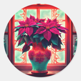Adesivo Redondo Fantasy Poinsettias 