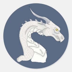 Adesivo Redondo Fantasy White Dragon