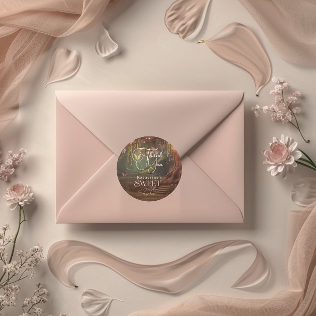 Adesivo Redondo Fantasy Woodland Encantado Forest Glow Sweet 16 (Criador carregado)