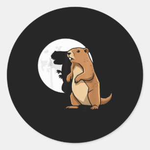 Adesivo Redondo Fantoche de Dinossauro Sombra de Marmota Dia Feliz