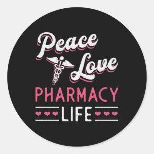 Adesivo Redondo Faracy Technician Peace Love Life Farmacêutica