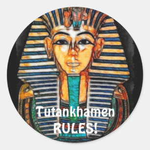 Adesivo Redondo Faraó Egípcio Antigo Tutankhamen