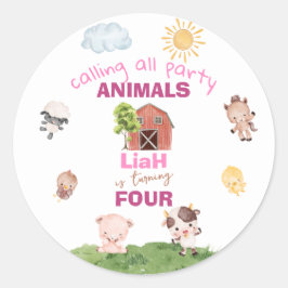 Adesivo Redondo Farm animals Any Age Birthday