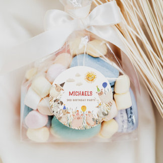 Adesivo Redondo Farm Animals Birthday Banner