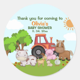 Adesivo Redondo Farm Barnyard Baby Shower