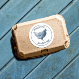 Adesivo Redondo Farm Fresh Chicken Eggs Hen with Your Name  