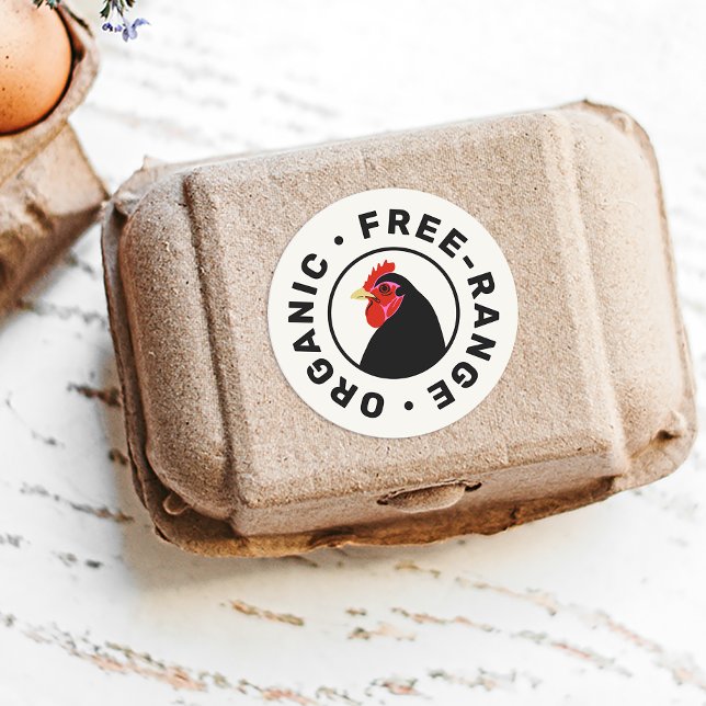 Adesivo Redondo Farm Fresh Eggs Chicken Head Carton Label (Criador carregado)