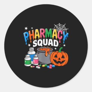 Adesivo Redondo Farmacacy Squad Halloween Vibes Para Farmacêuticos