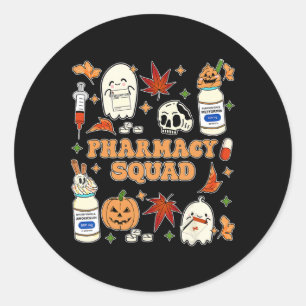 Adesivo Redondo Farmacêutica Funny Pharmacy Squad Halloween Farmac